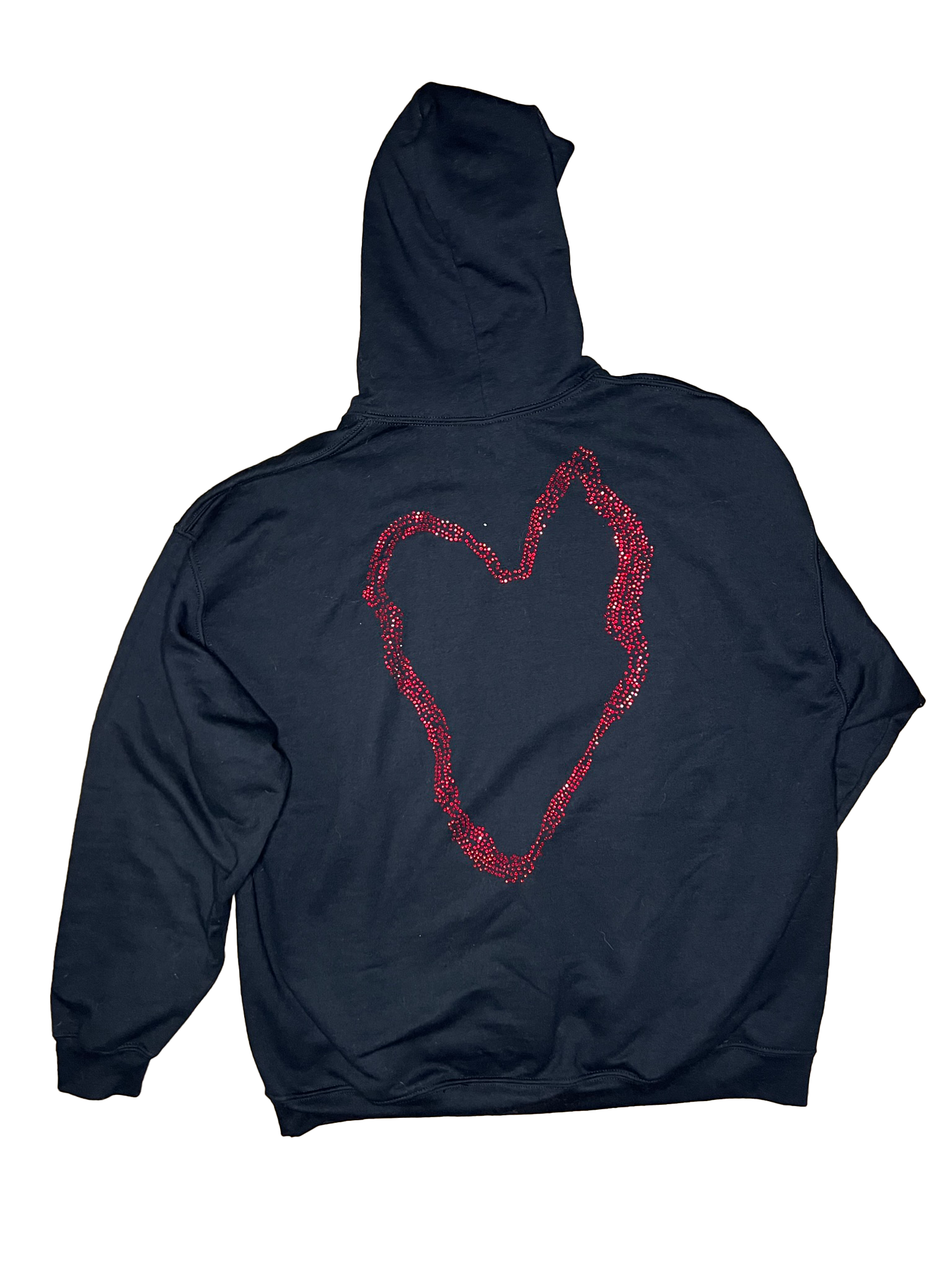 Black hoodie with red heart shop