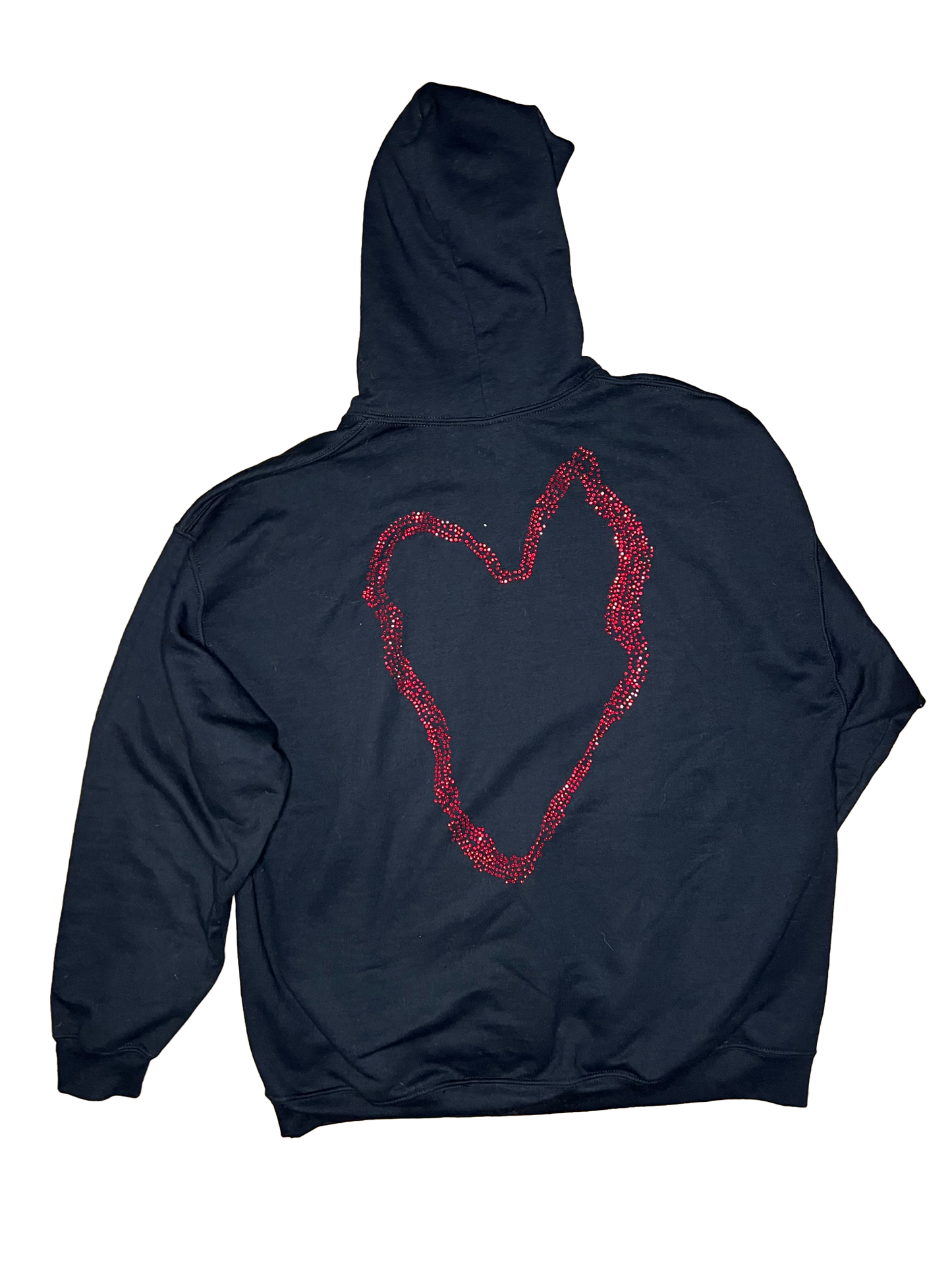 Black Heart Red Rhinestone Hoodie