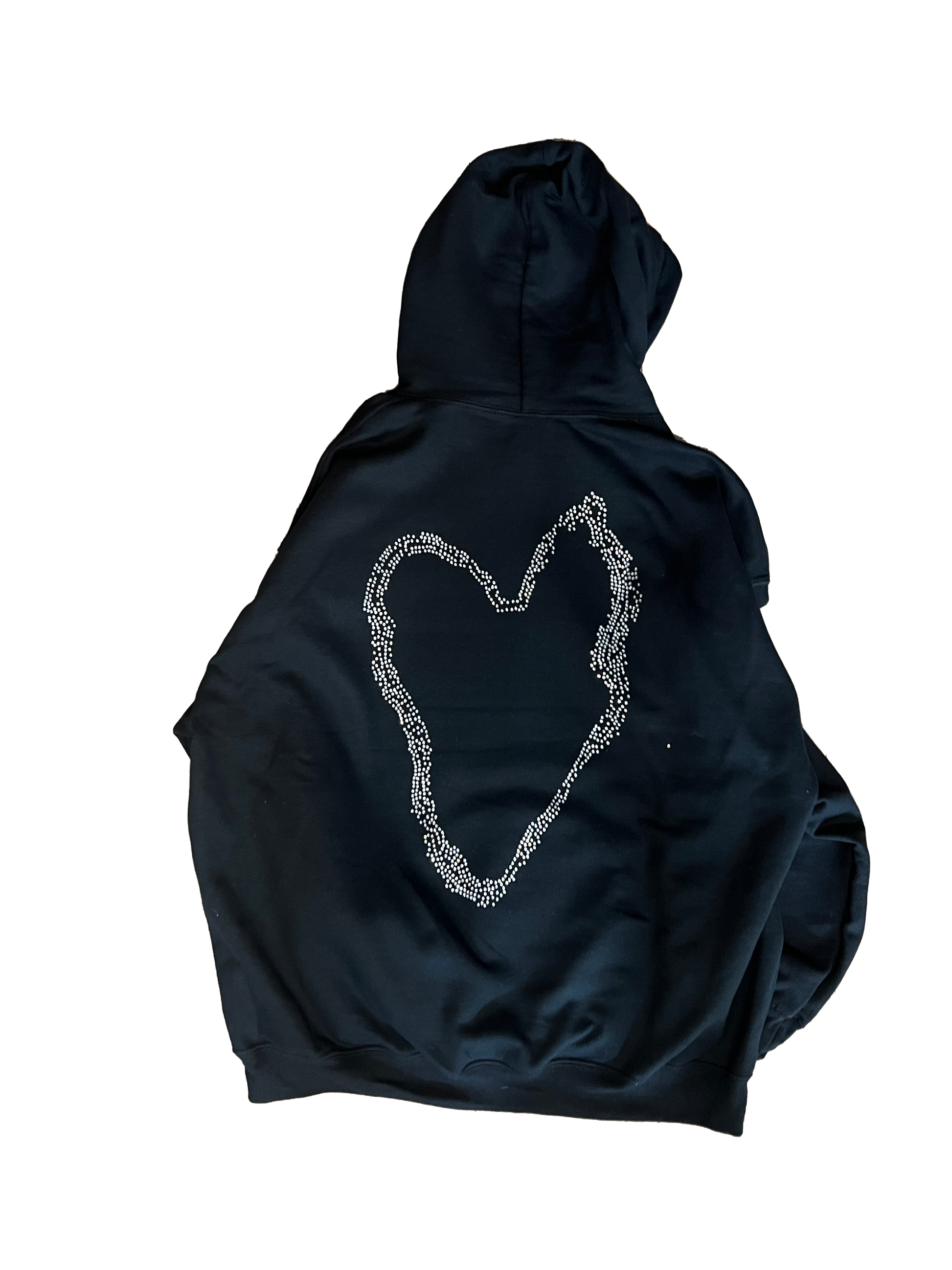 Black Heart White Rhinestone Hoodie – Requital