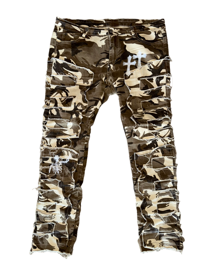 Embroidered Camo Stack Jeans