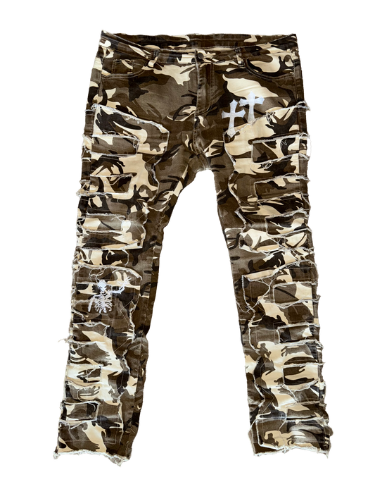 Embroidered Camo Stack Jeans